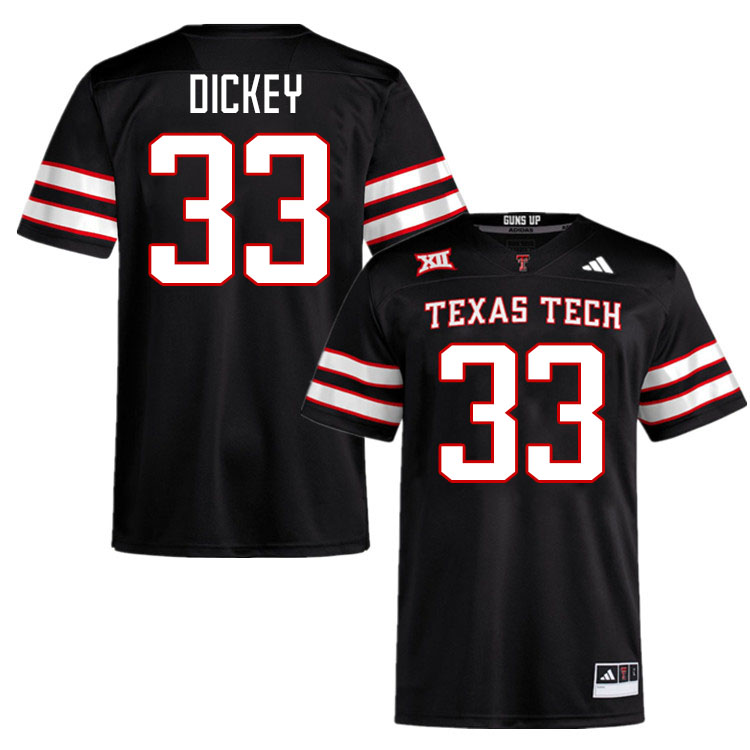 #33 Cameron Dickey Texas Tech Red Raiders Jerseys College Football Uniforms Stitched-Black